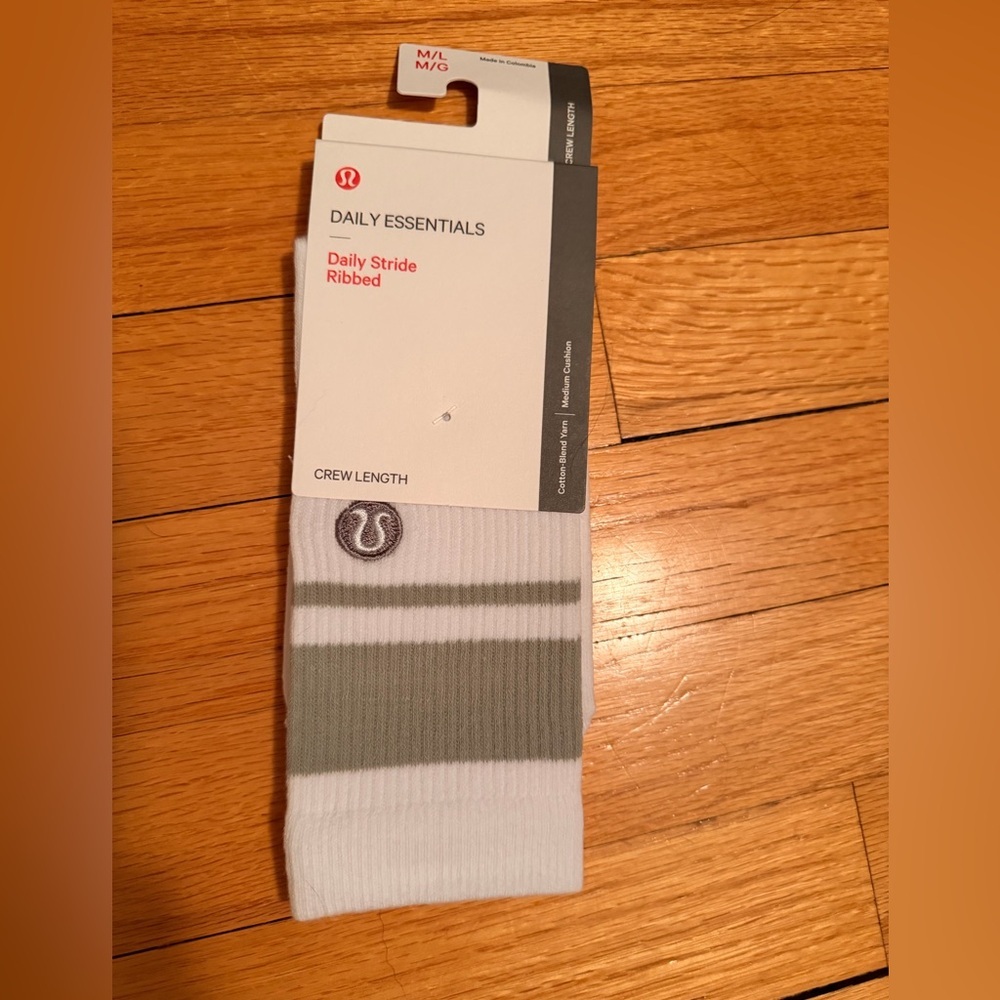 lululemon athletica Daily Stride Ribbed Crew Socks - White and Gray